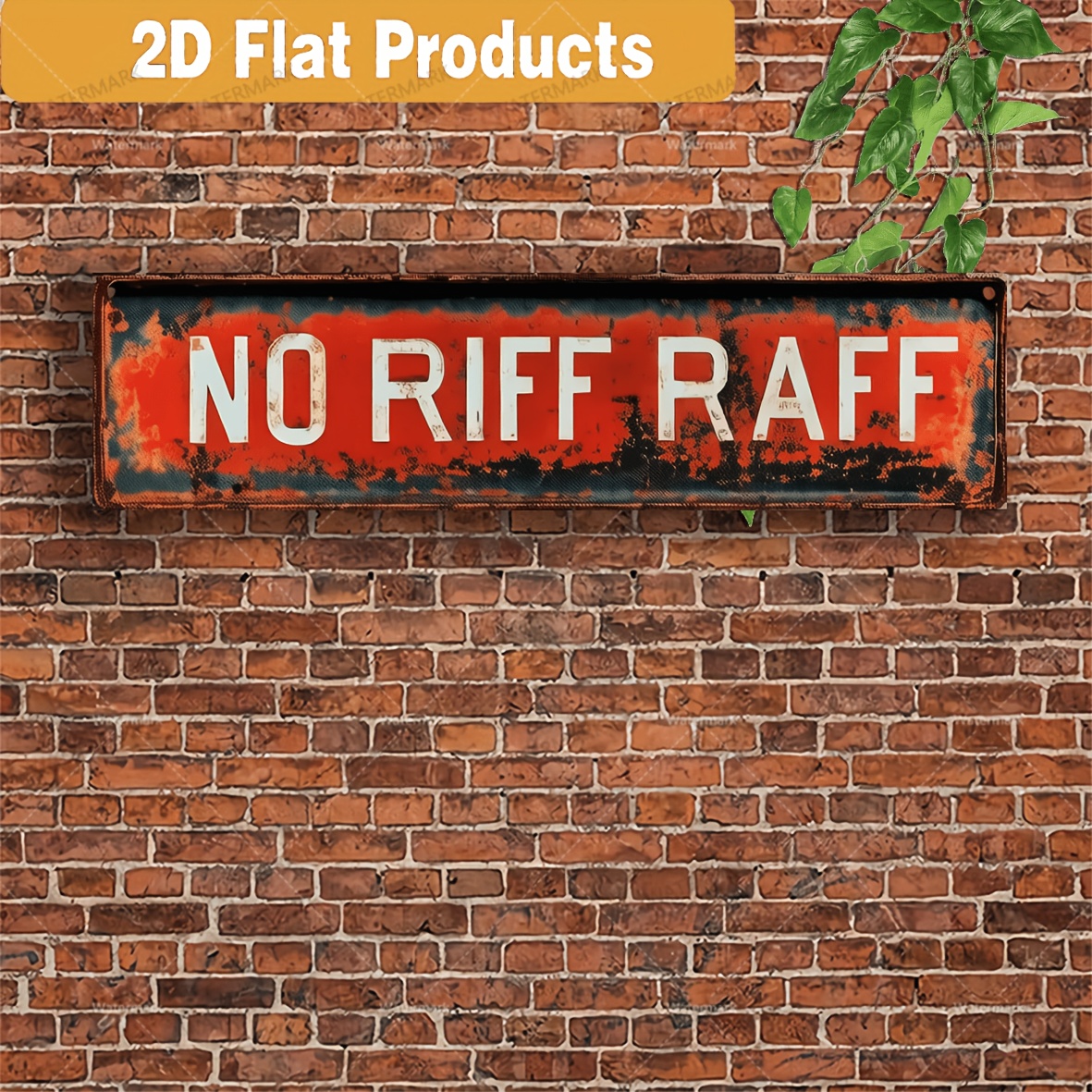 TEMU 2d Flat - Vintage 2d Sign, No - Durable Aluminum Wall Decoration (40.64x10.16 Cm) - Retro , For Cave Or - No Batteries/electricity Required -