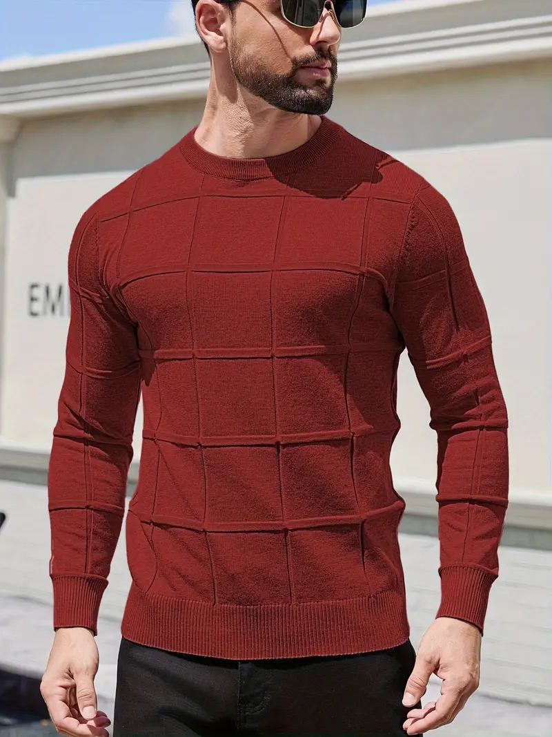 mens heavyweight 100 polyester sweater solid grey round neck long sleeve pullover with h shape silhouette ribbed neckline machine washable casual formal wear durable everyday layering essential Product details 16