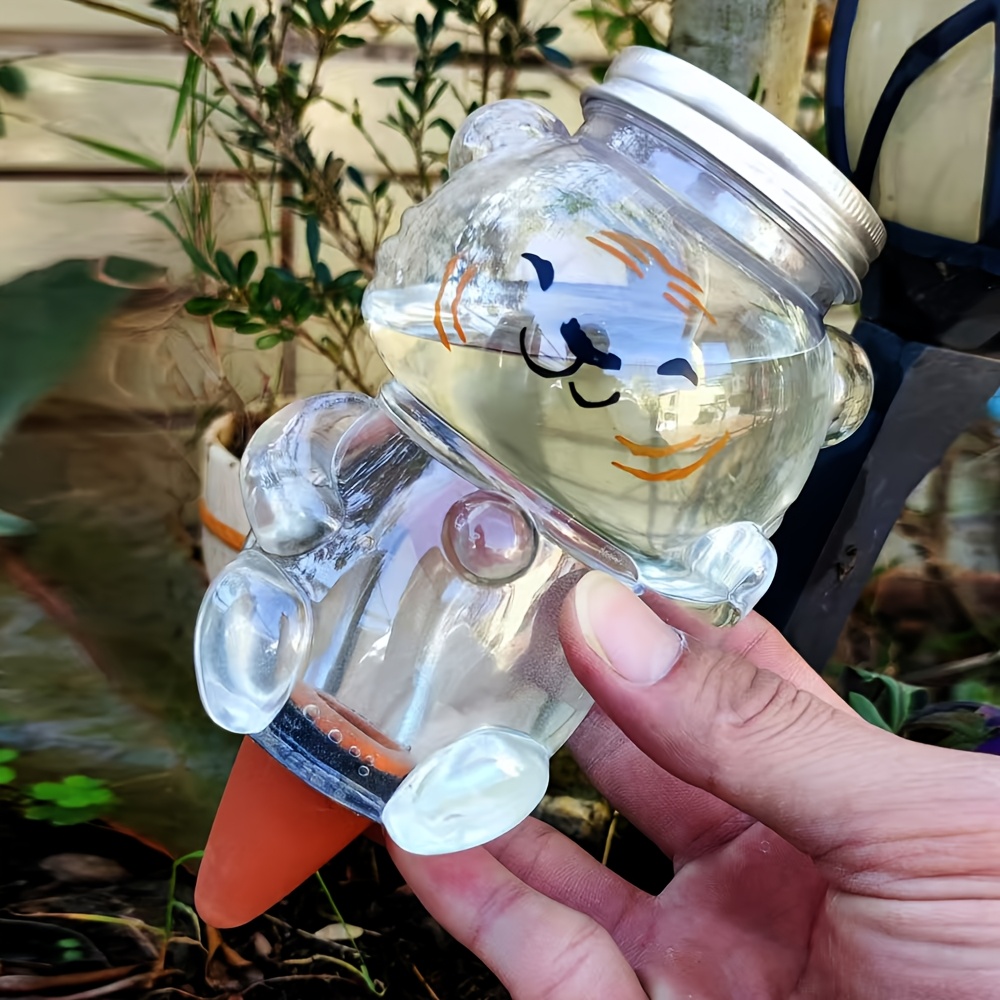 1pc 350ml 곰 모양 자가 수분 계획, 투명 플라스틱, 수동 작동, 배터리 필요 없음, 유럽 및 미국용 유니버설 커넥터 포함