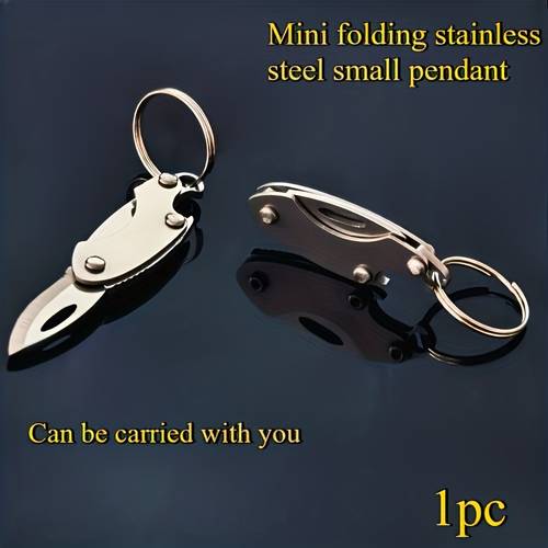 1pc mini folding knife keychain portable edc pocket knife with keyring compact lightweight design for knife sleek metallic durable metal construction