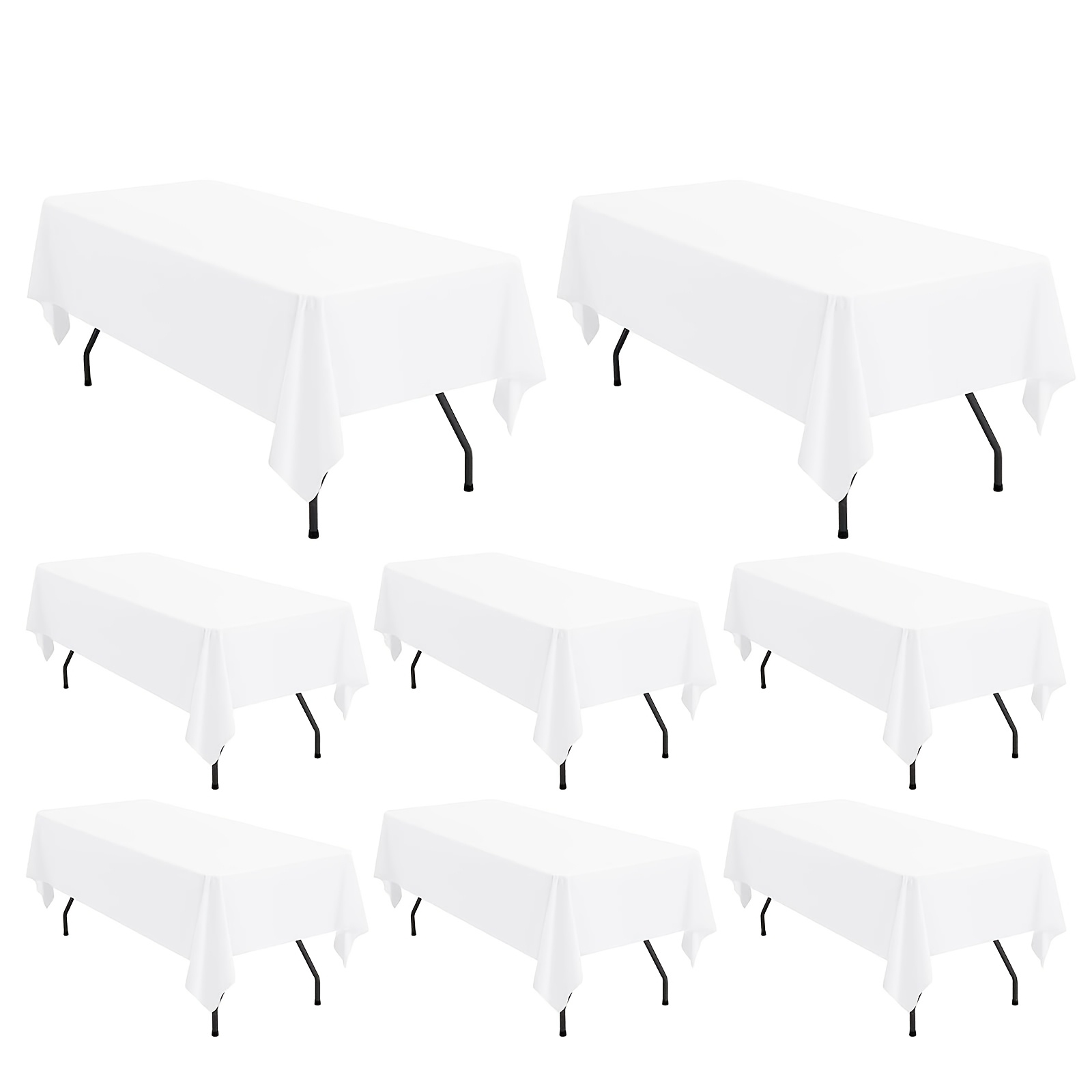 Image of 8 Packs 60x126inch (153 X 320cm)polyester Tablecloth, Suitable For 2.4m Rectangular Table, Washable Rectangular Polyester Tablecloth, Tablecloth For Wedding, Banquet, Event, Party
