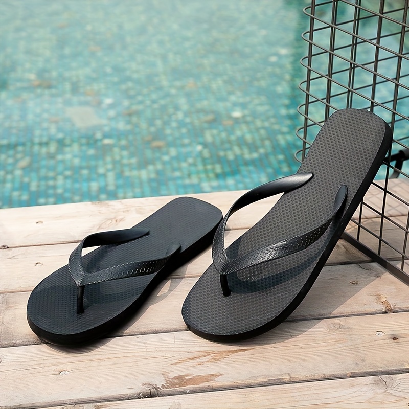 

Men's Solid Color Lightweight Flip Flops, Comfy Non Slip Casual Durable Eva Thong Sandals, Men's Summer Footwear