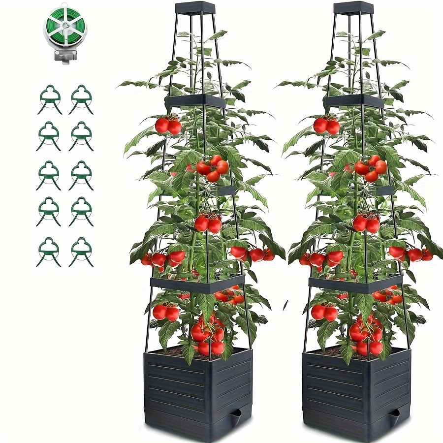 

2 Packs Tomato Planter With Trellis, Self Watering Tomato Cages For Garden Pots, 57" Self Watering Tomato Plant Support Cage For Patio, Use For Indoor Outdoor (2pcs)