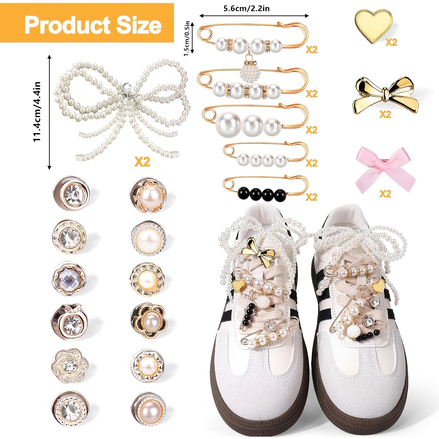 

30pcs Shoe Charms For Sneakers - Shoe Bows/clips/pins, Shoe Decoration Charms And Shoe Clips For Sneakers