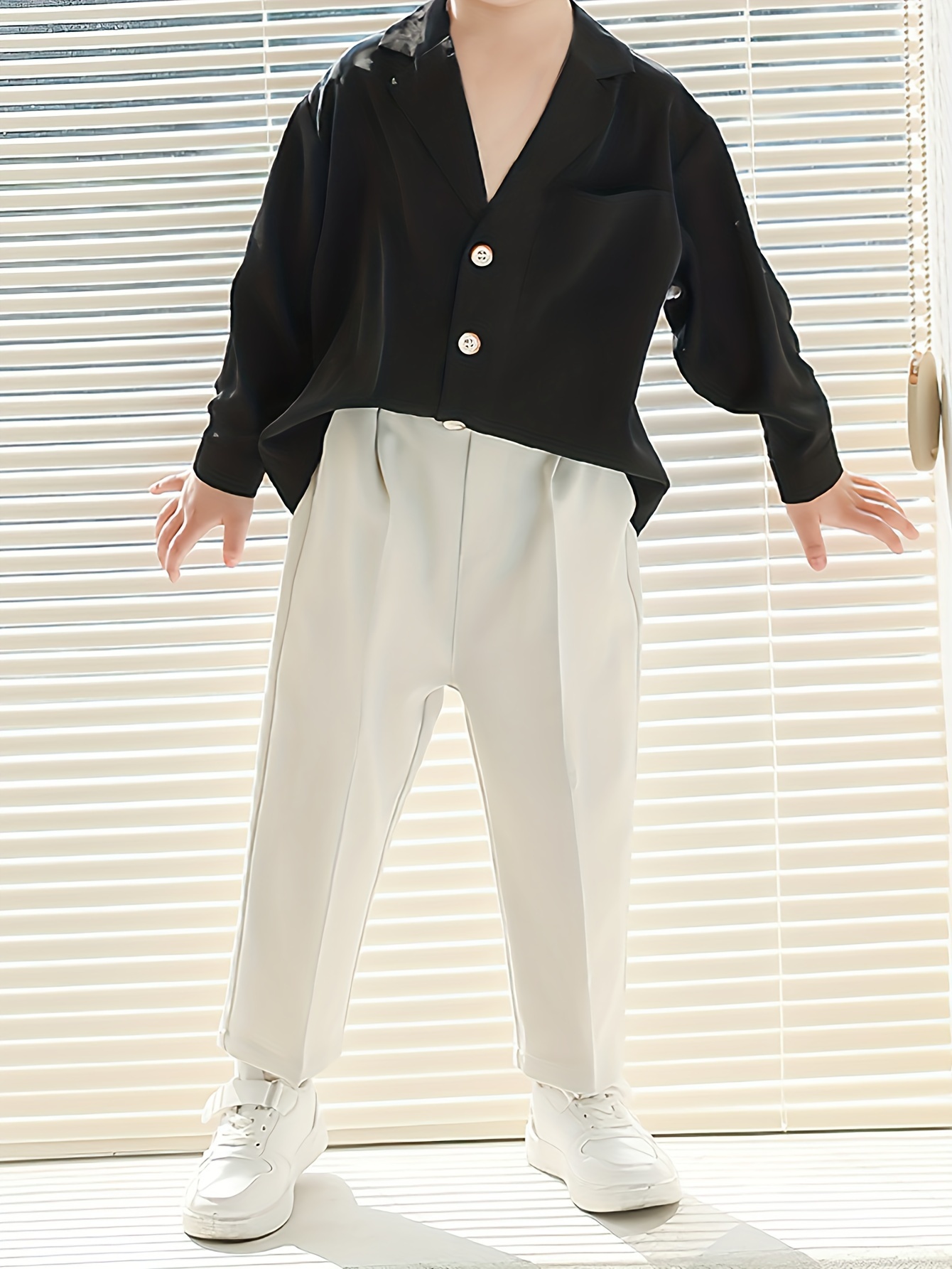 boys black long sleeve shirt white pants set Temu Pakistan