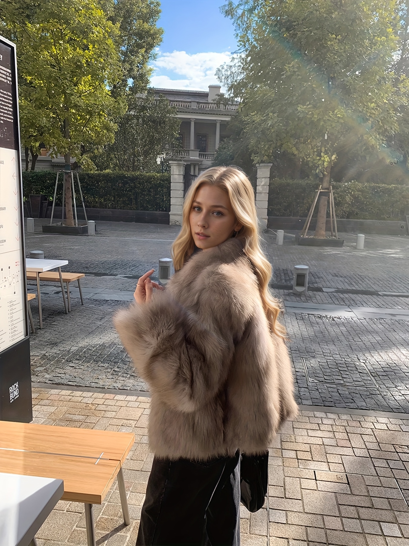 Women Autumn Winter Faux Fur Splicing Jacket – Embroidery Fluffy