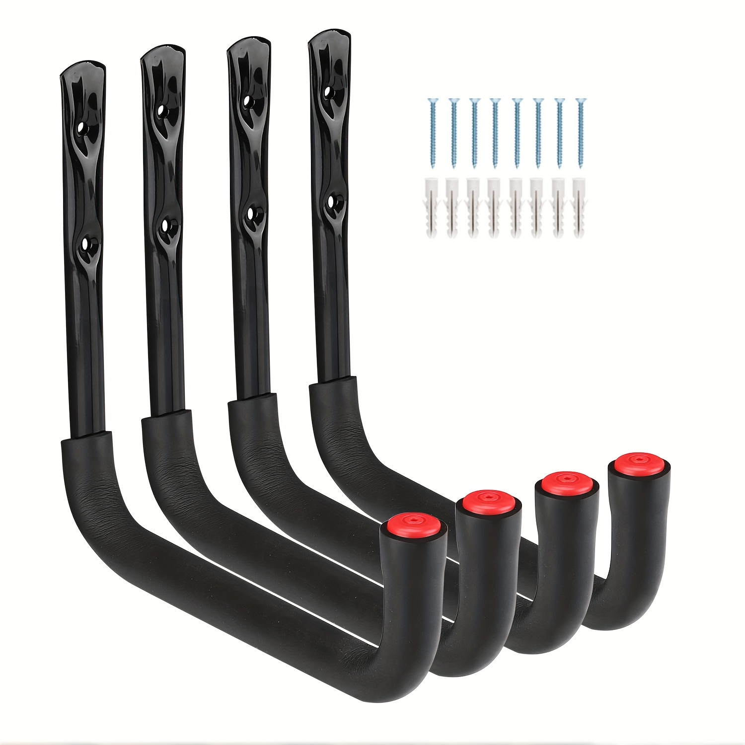 9.8inch 2, 4, 6pcs J Hooks, Garage Storage Jumbo Arm Hook Heavy Duty Wall Mount Organizer Utility Garden Hanger With Eva Protector, Bicycle, Seat, Ladderhooks