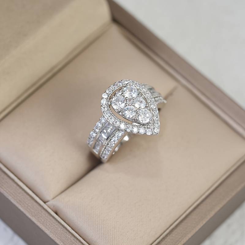 Titanium Steel Ring Jewelry Double Artificial Diamond Zircon - Temu