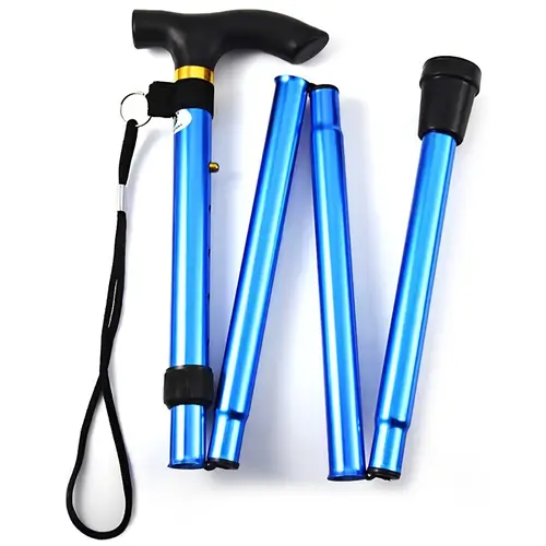 rubber pointed foldable hiking cane adjustable height suitable for hiking and outdoor exploration essential walking aid for men and women a gift for travelers and campers