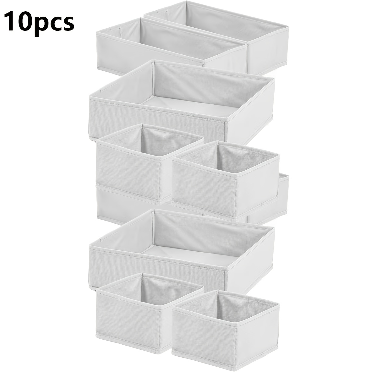 TEMU 10 Foldable Fabric Storage Boxes Without Lids - Collapsible Fabric Baskets, Ideal For Storing Underwear, Bras, Socks, And Lingerie - Space-