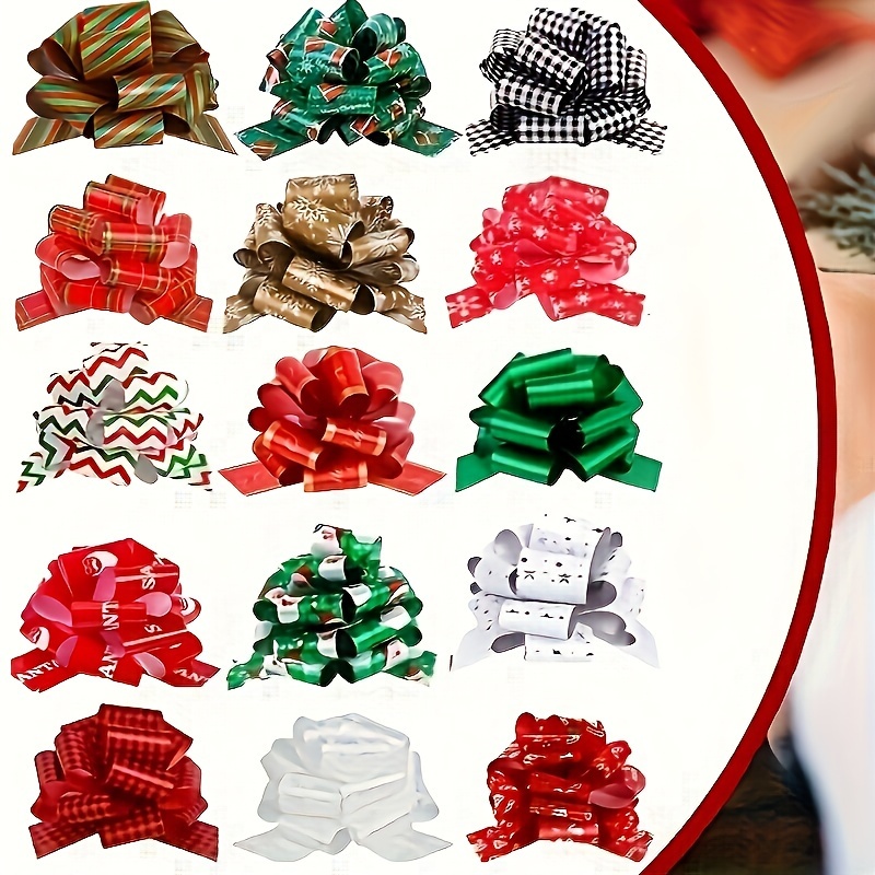 

16pcs Christmas Bow Set, Assorted Plastic Bows, Ribbons, No , For Wrapping, Presents, 's Day , Decorations