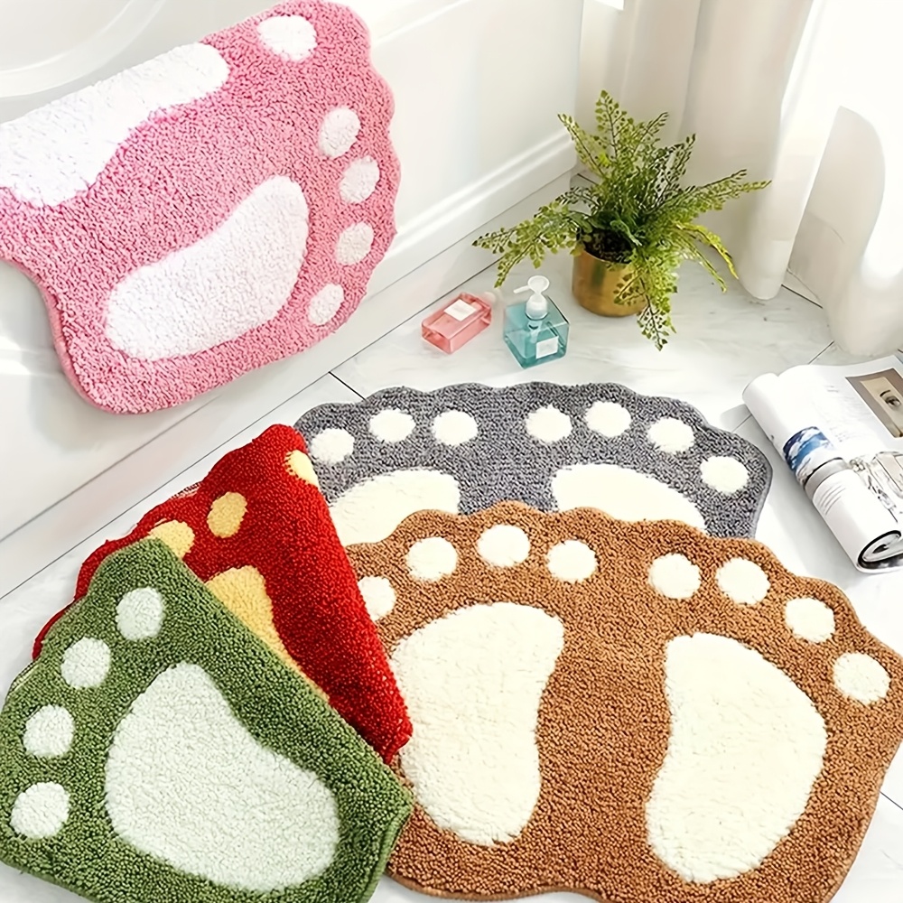 

1pc Footprint Shaped Bathroom Rug - Absorbent, Non-slip, Machine Washable Soft Microfiber Floor Mat For Shower Room Reading Room