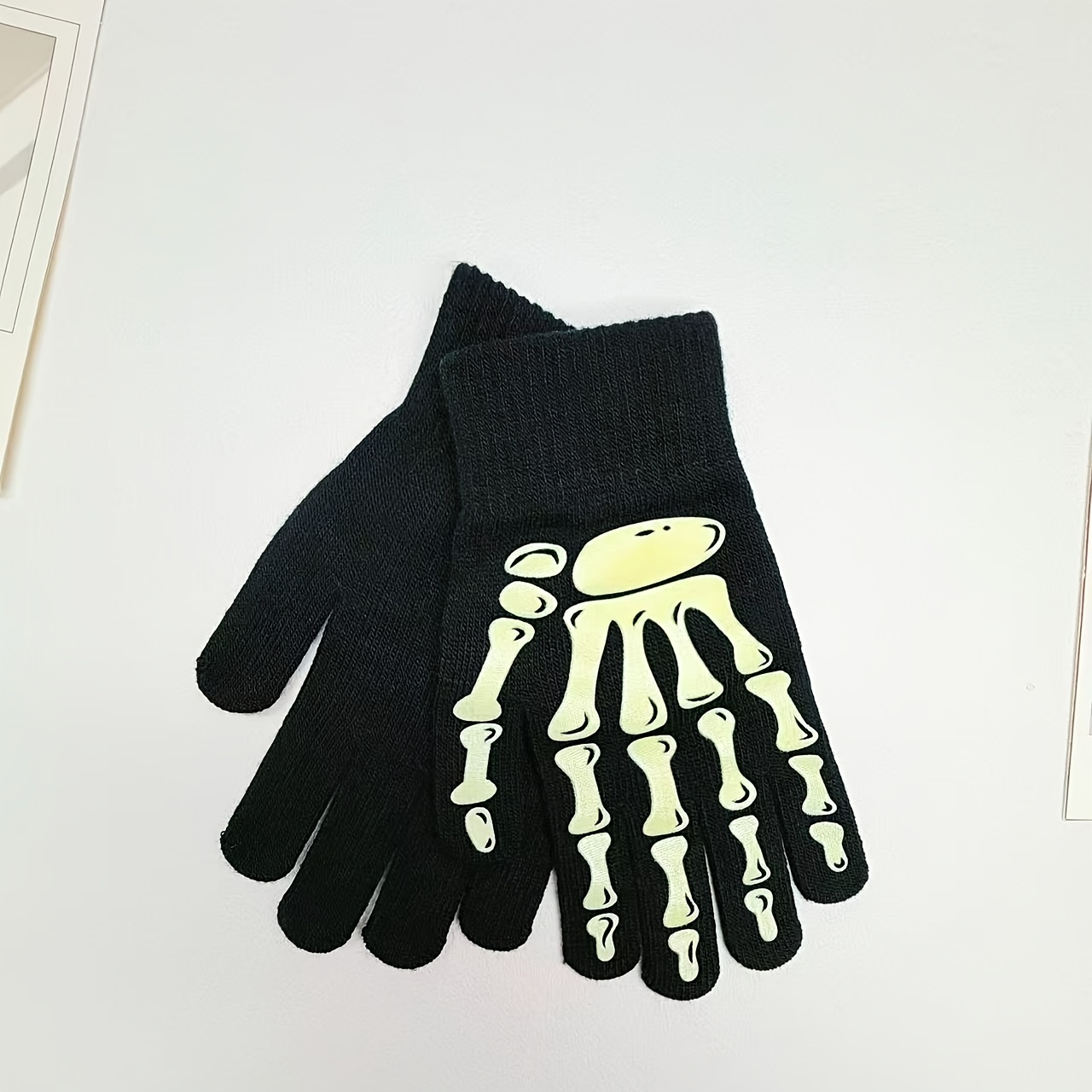 TEMU Gants de 'extérieur tricotés pour Halloween, hommes, femmes, adultes, doigts, protection contre , doigts séparés, luminescents, style western