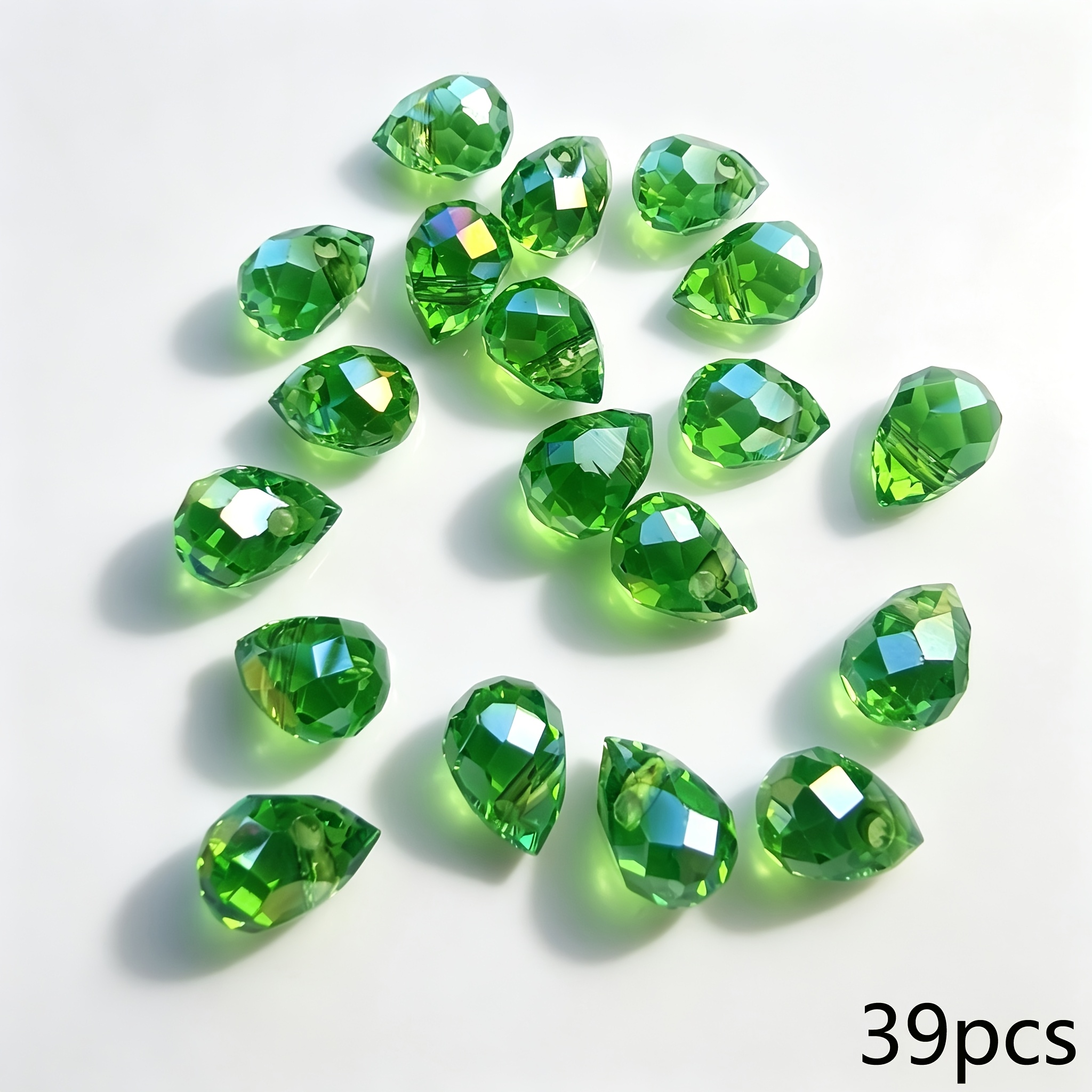 TEMU Perles à percer en verre facettées 6x8mm de fraise à haute brillance, perles irisées AB irisée, perles libres de percées, pour la fabrication de