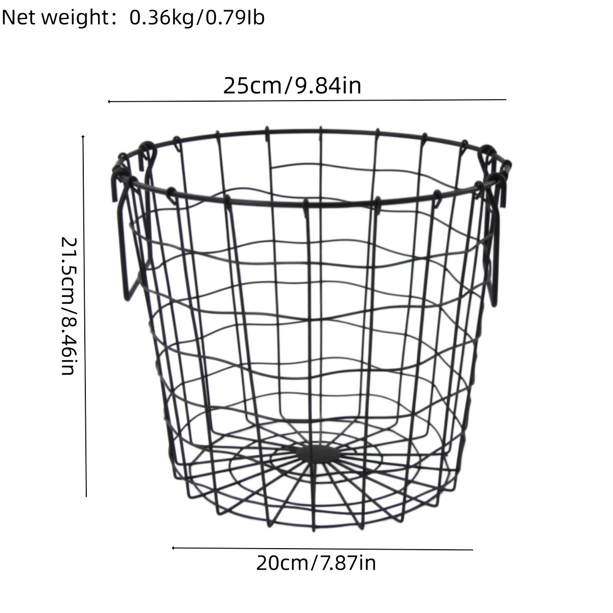 TEMU 1pc Japanese-style Wrought Iron Double-handle Laundry Hamper, Storage Basket, Black, Sundries Storage Basket, Suitable For Bedroom, Bathroom,