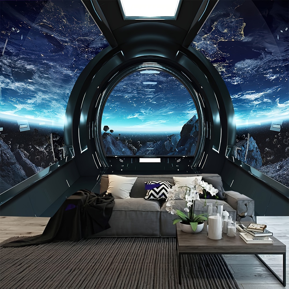 

1pc Space Station Pattern Tapestry, Polyester Tapestry, Wall Hanging For Living Room Bedroom Office, Home Decor Room Decor Party Decor, With Free Installation Package