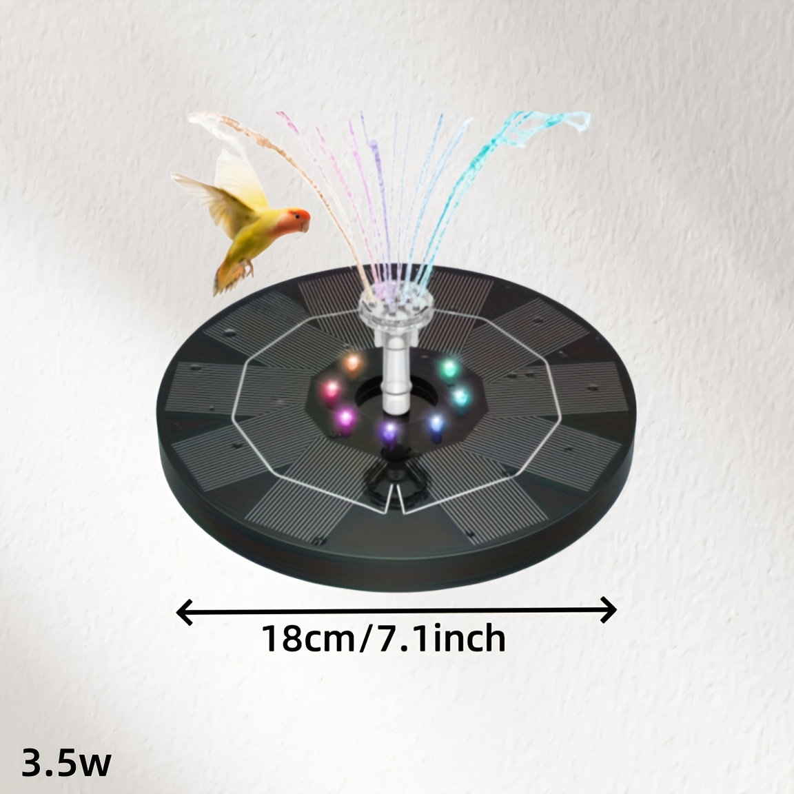 1w-3.5w Solar Fountain Pump For Bird Bath, Bird Bath Fountains Solar Power With Nozzles Led Light Floating Outdoor Solar Water Fountain Pump For Pool, Garden, Pond, Birdbath, And Fish Tank