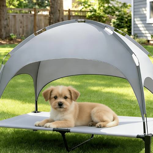 elevated dog bed with dog bed cot with removable shade tent portable raised pet cot cooling bed for dogs and cats