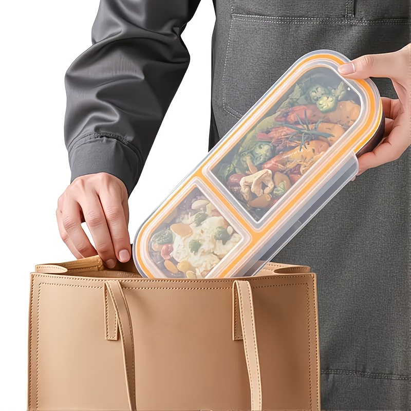 TEMU 2/3 Compartimento Contenedor de Acero Inoxidable para Snacks, Dividida para Alimentos con Abatible, 304 de Resistencia, Organizador de Nevera,