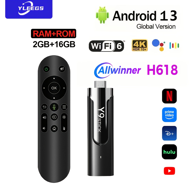 m98-y9 11 tv stick with control, 4k player, dual wifi, wireless