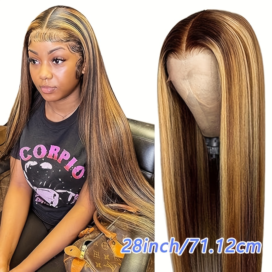 200 density 16 36 inch straight highlight lace front wig - Temu display picture 3