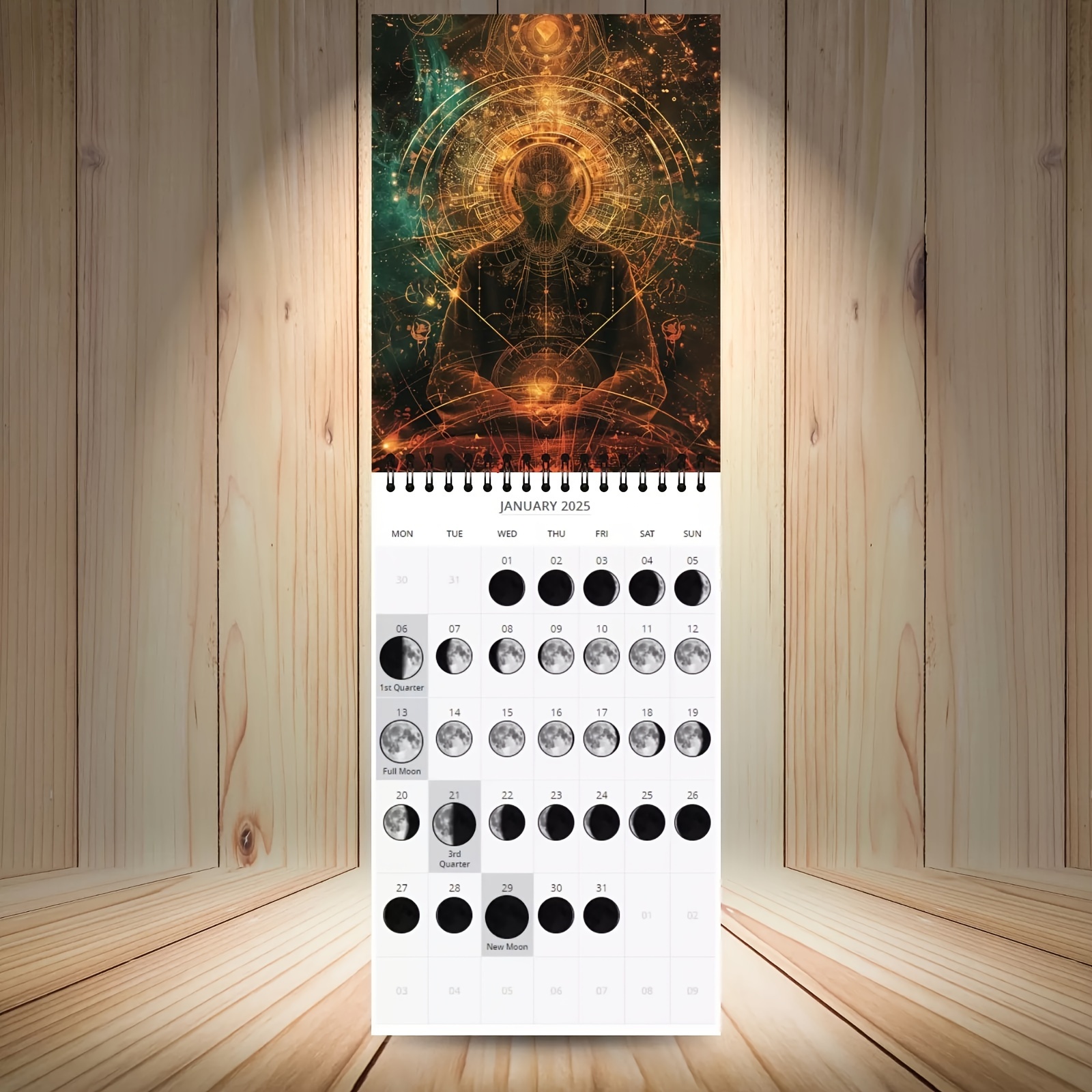 One Pcs. 2025 Moon Phase Calendar English Wall Calendar 12 Temu