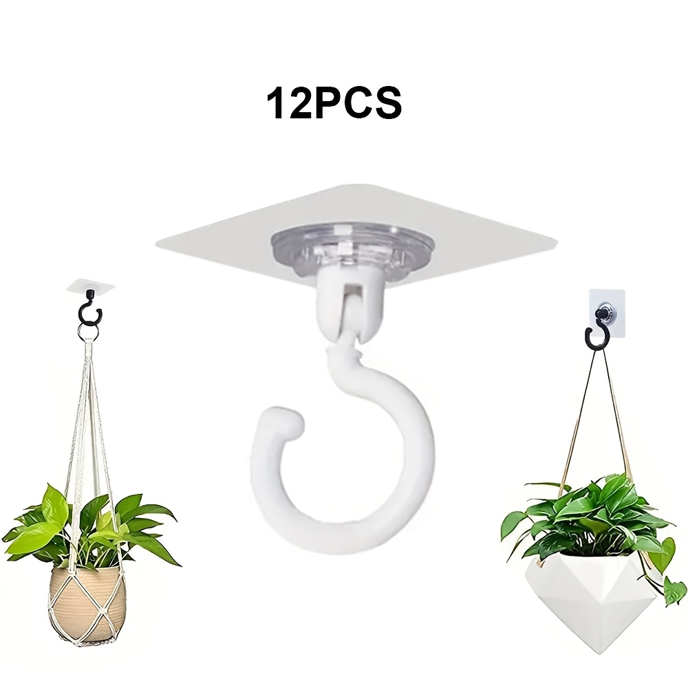 TEMU 12pcs, 360-degree Rotatable, Self-adhesive Ceiling Hangers, Holeless Self-adhesive Ceiling Hangers, Ceiling Hooks Without Screws, Used For