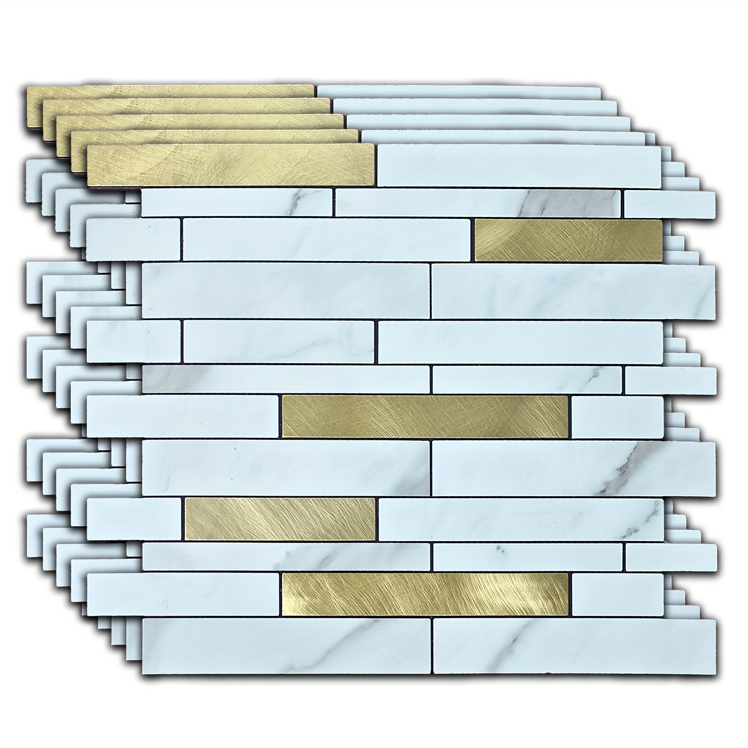 Image of 10pcs Metal Mosaic Wall Stickers, Waterproof And, Fireproof And High-temperature Resistant, Used In , Such As Bedrooms, Kitchens, And Bathrooms, The Back With 3 M Of Glue, Which Cut