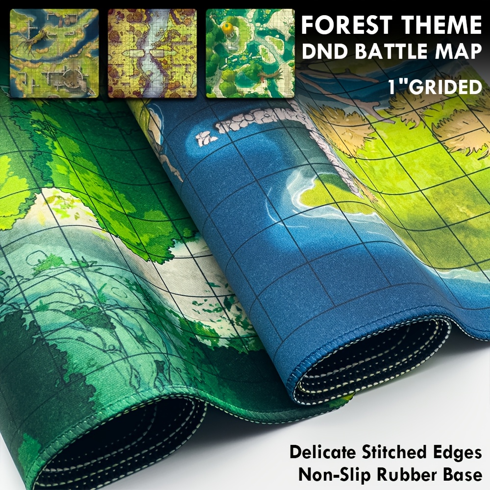 DND Battle Mat with 2.54 cm Grid, Forest Theme