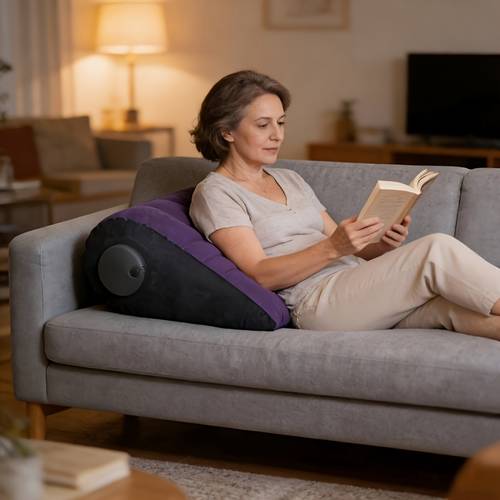 portable multifunctional inflatable triangular pillow with inflate design supporting posture change at will suitable for side sleeping lying and sitting an ideal comfortable companion for home office and travel