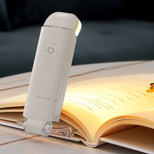 new usb rechargeable folding reading light eye protection reading book night light for night reading 3 lighting colors 3 adjustable brightness white shell book clips portable and easy to store