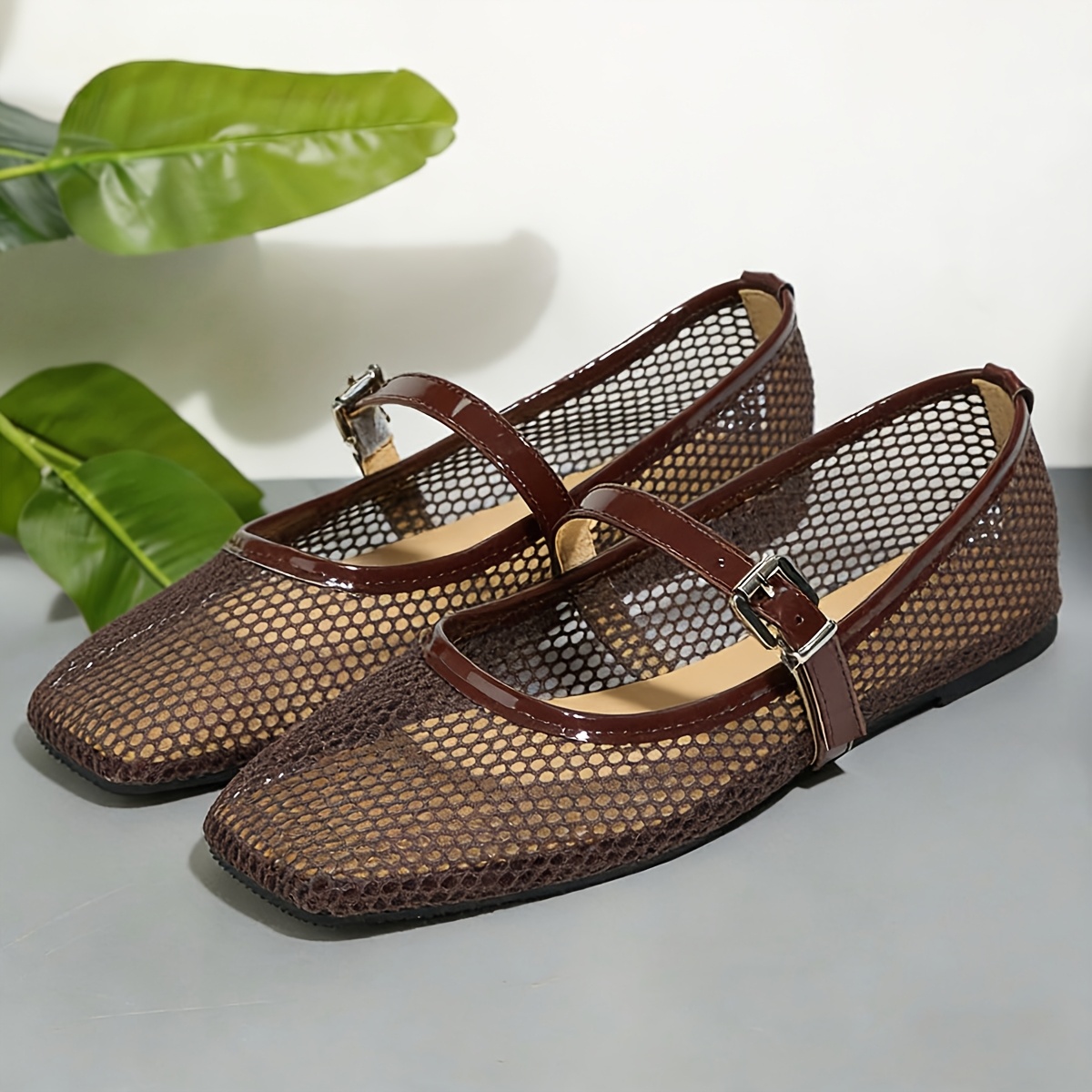 TEMU Chaussures plates pour femmes, style décontracté américain, à boucle plate, nouveau printemps et automne, bureau de travail, , sortie, style