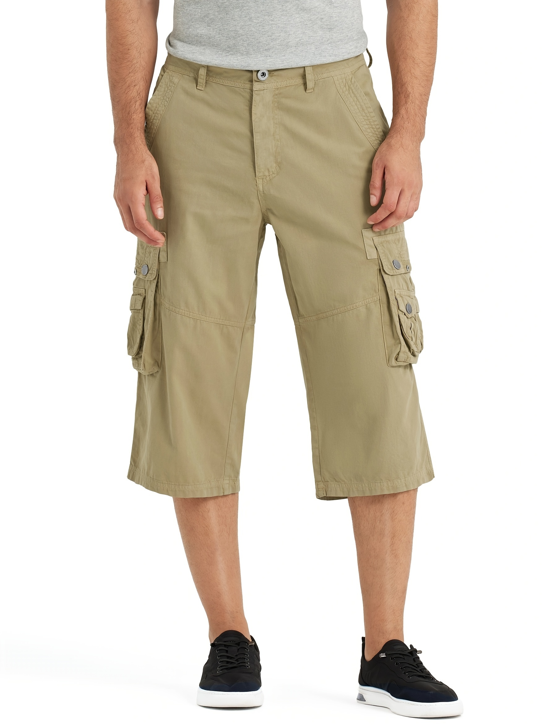 3 4 capri long cargo shorts men knee pants cotton Temu