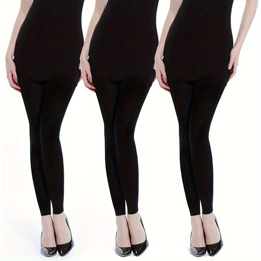 3 Pairs Spring/autumn Mid-thick 80d Velvet High-elastic Ankle Leggings, Non-sheer Tights