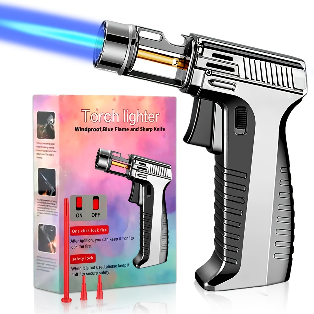 up to 6 inch max temperaturg 2372 f butane   with safety lock adjustable flame       with inflation and deflation nozzles windproof   for grilling baking cooking butane gas not included Product details 0