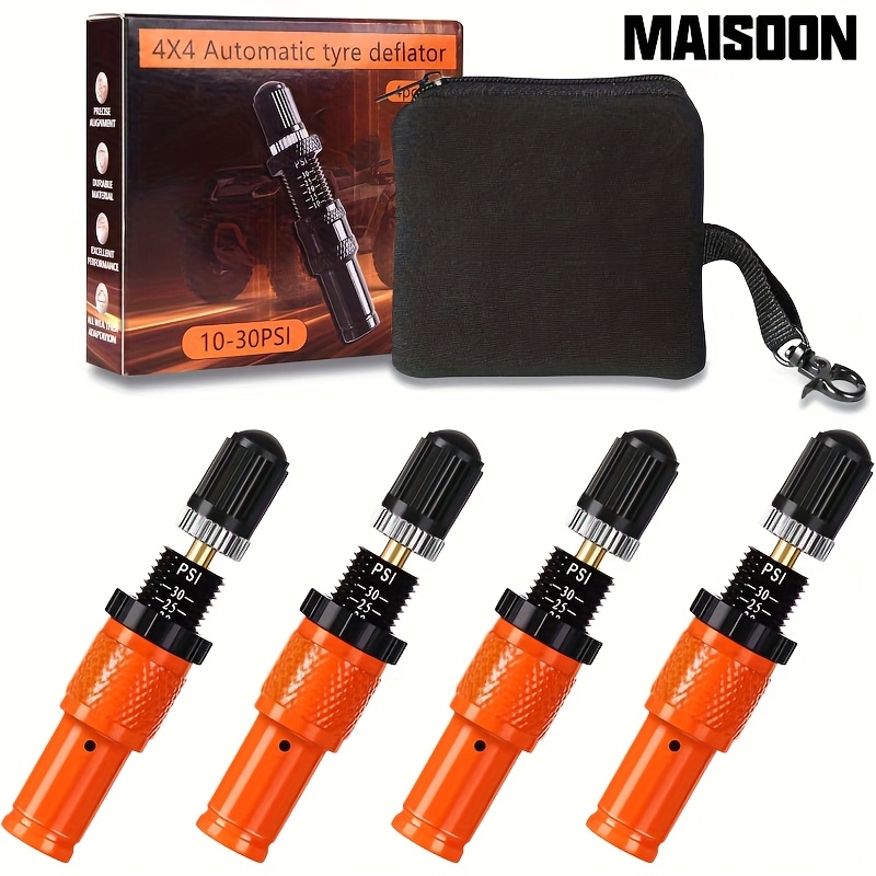 TEMU 4pcs Of Adjustable Tire Deflation Valves For 10 - 30 Psi, A Copper Threaded Tire Quick Release Tool, High- , Designed For Automatic During ,