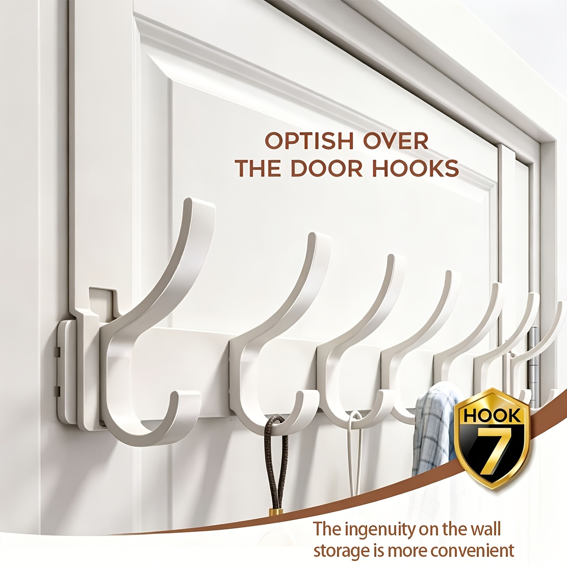 TEMU Over The Door Hooks, 14 Hooks Heavy Duty Rustproof, Towel Racks For Bathroom & Coat Rack, Dorm Essentials For College, With Silent Pads For