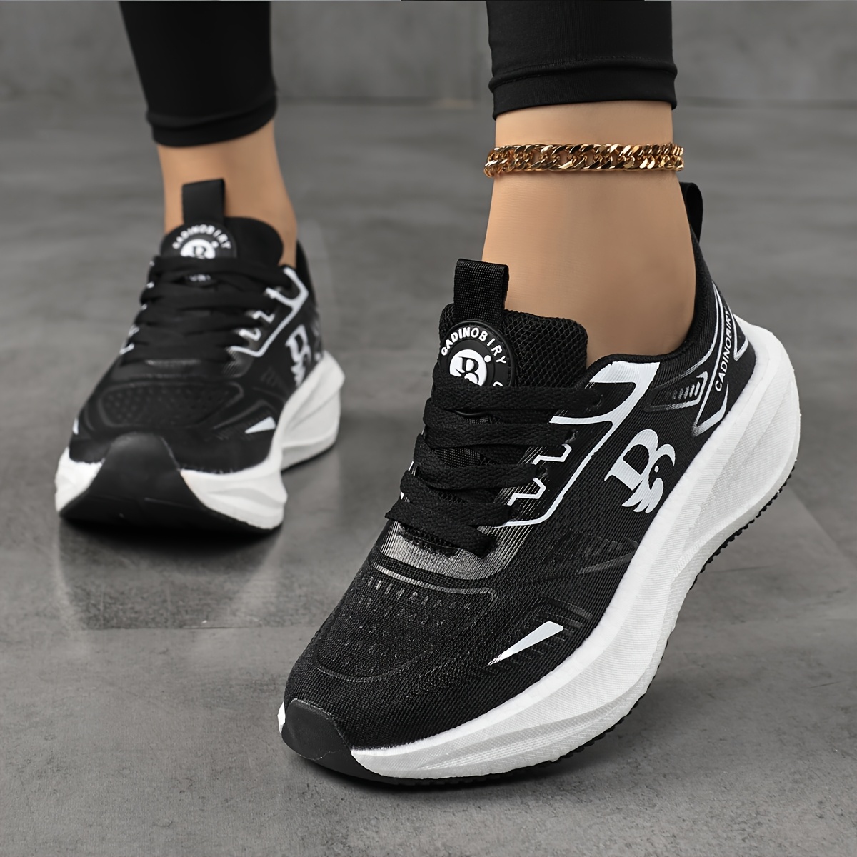 TEMU Women's Plus-size Sneakers Suitable For All- Outdoor Sports & Daily Wear - Breathable Low-top Lace-up Round Toe Traction Sole, Cushioned Md Sole