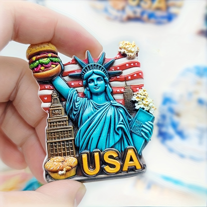 TEMU 1pc Statue Of Fridge Magnet Creative Three-dimensional Home Decor Travel Souvenir Gift
