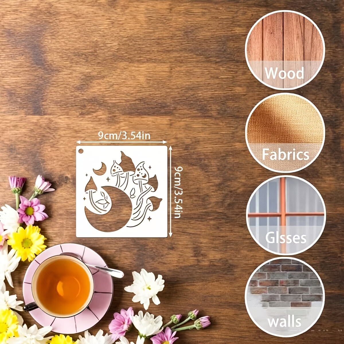 TEMU 20 Styles Mushroom Stencils Suitable For Journaling, Spray Painting & Diy Crafts - Reusable Hollow-out Templates With Compatible For Spray