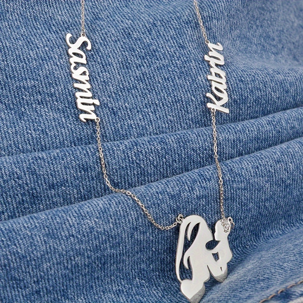 TEMU Customized Necklace With 2 Names, Personalized 18k Gold-plated Pendant With 2 English Names, A Mother- Necklace, A Custom Gift For My Wife,