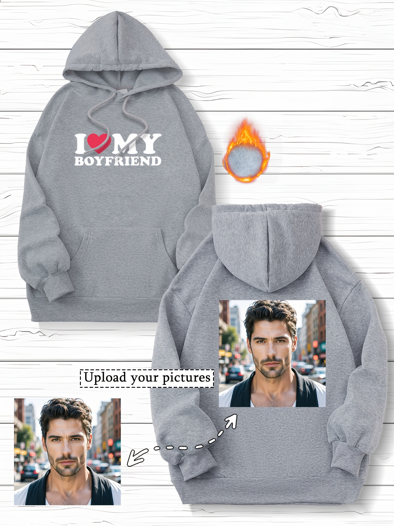 personalisierbare unisex hoodie foto druck geometrischem Temu