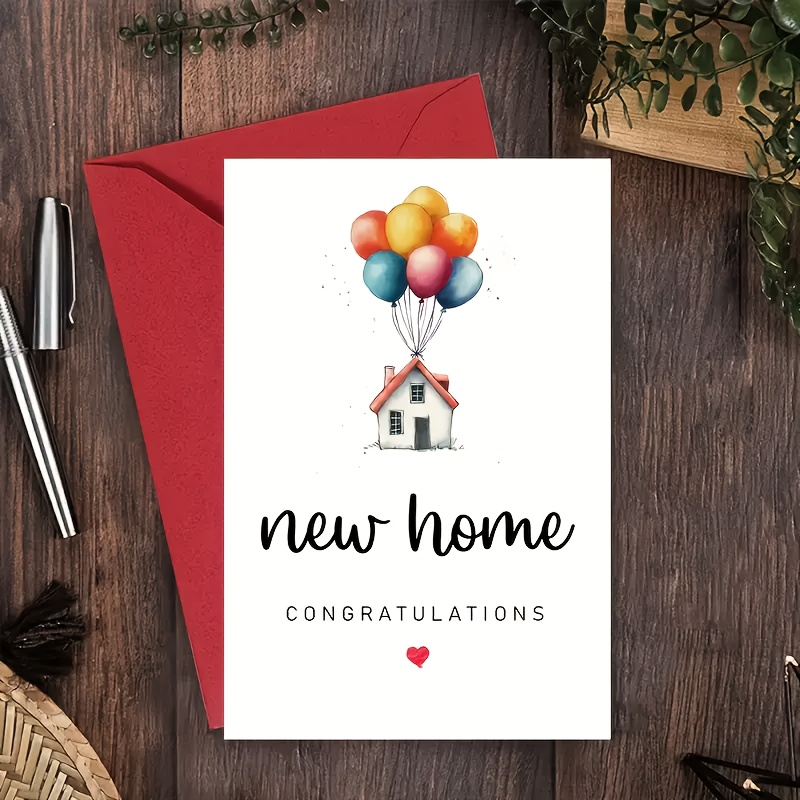 Congratulations On Your ! To You And - The Perfect Housewarming Card, Featuring Colorful Balloons And A Red Envelope - Ideal For Celebrating , Or As A Housewarming Gift