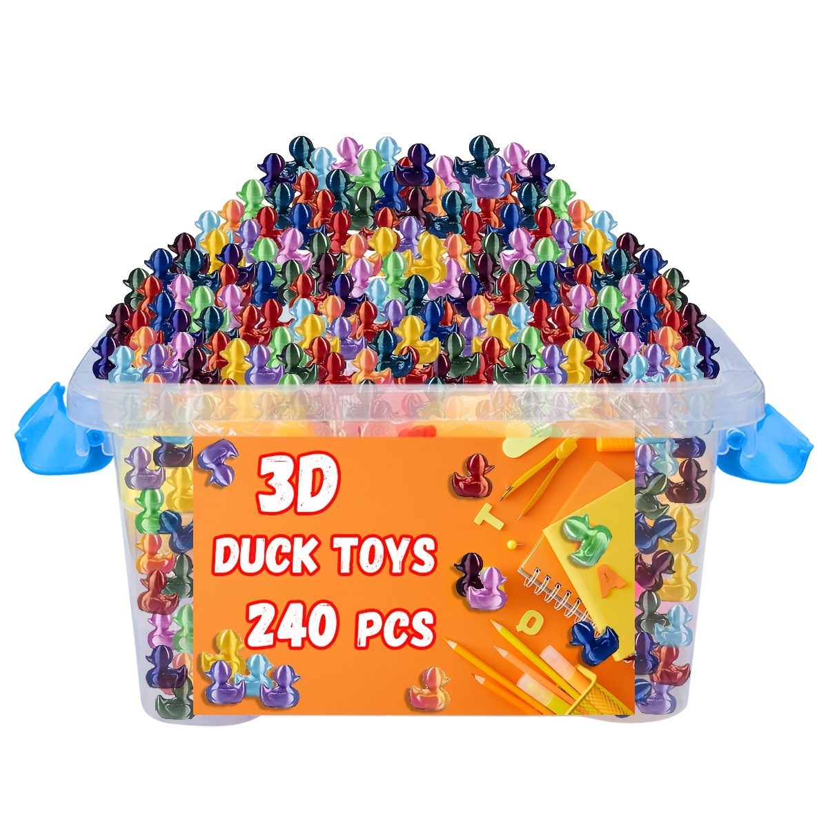 

240-pack Mini Plastic Ducks, 3d Printed Duck Toy Figurines, No Feathers, For Garden, Party Favors, Office Decor, Christmas, Easter, Valentine's Day Gifts - Assorted Colors