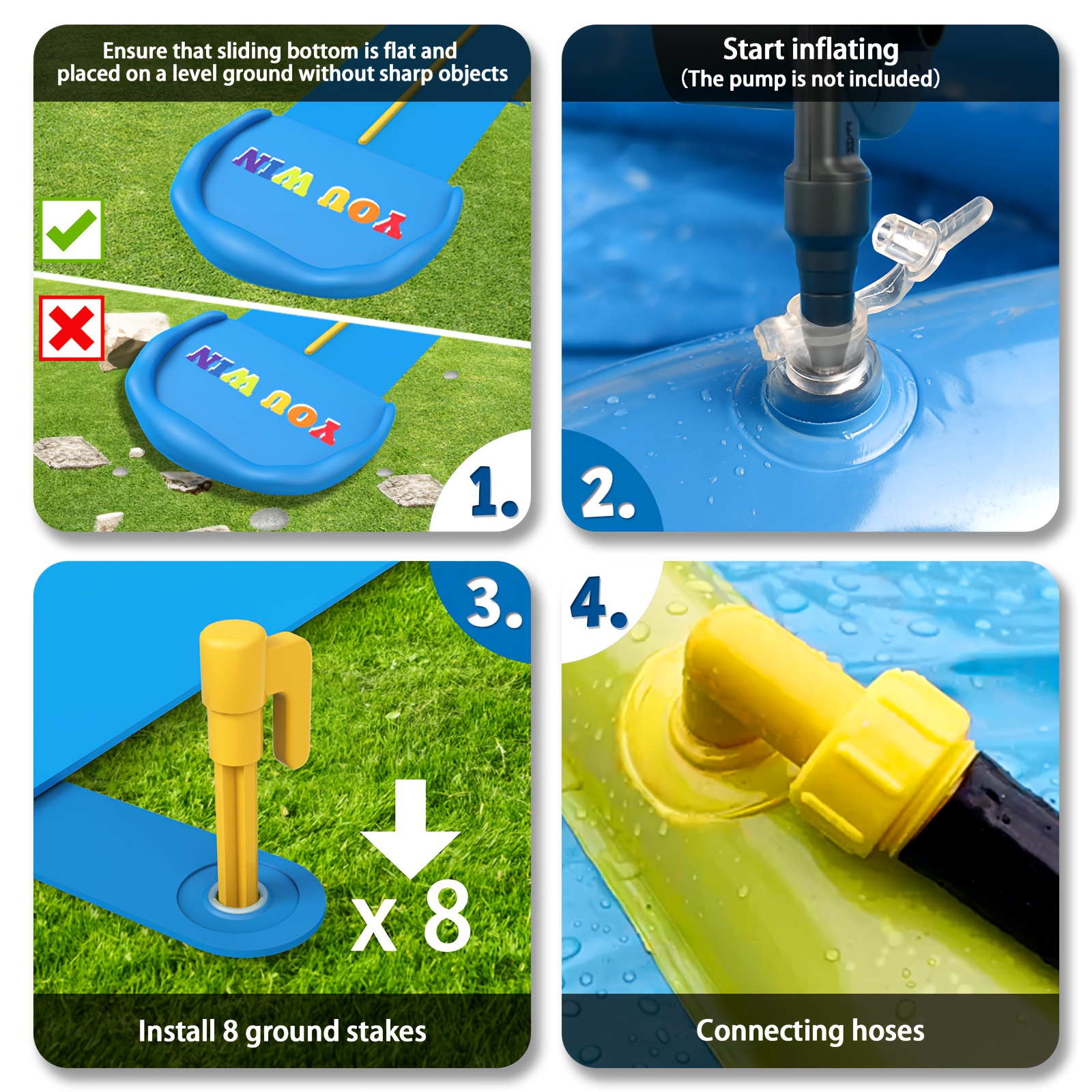 10m Extra Long Water Slide, 32.8ft Inflatable Splash Water Slip with 2 Racing Lanes and 2 Body Boards for Kids Boys Girls Adults Outdoor Summer Water Toys