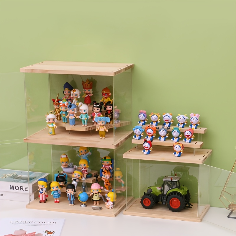 

Led-lit Acrylic Display Case With 4 Tiers - Dustproof Wooden For Collectibles, & Pop - Organizer For Anime & Displays