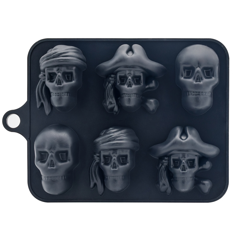 Skull Silicone Ice Cube Tray with 6 Compartments