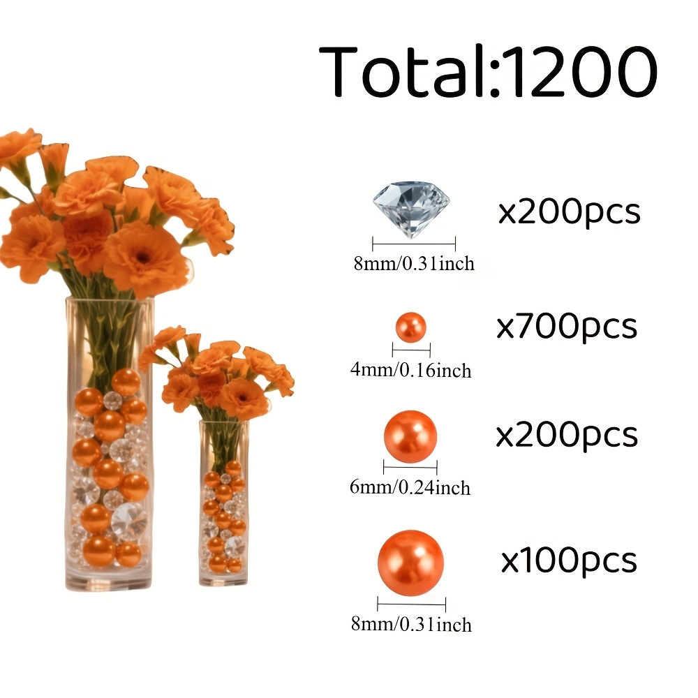 E-shop 1200 Stück schwebende Perlen Kunst-Diamanten zur Vasenfüllung, Vasenfüllperlen, für Heim- Hochzeitstischdekoration, geeignet für Weihnachten,