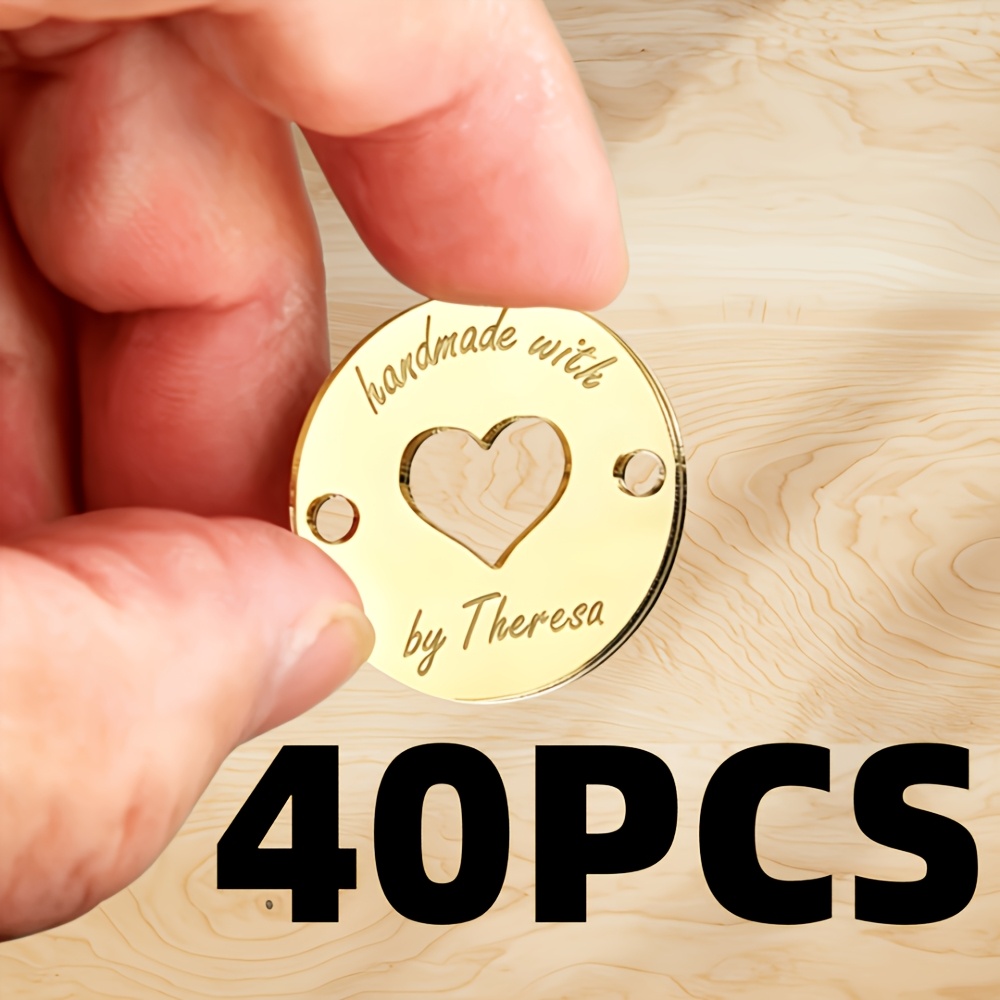 TEMU Custom Engraved Buttons, Personalized Acrylic Engraved Tags For Weaving, Artisan Product Labels, Name Tags, Handmade Labels Supporting Multiple