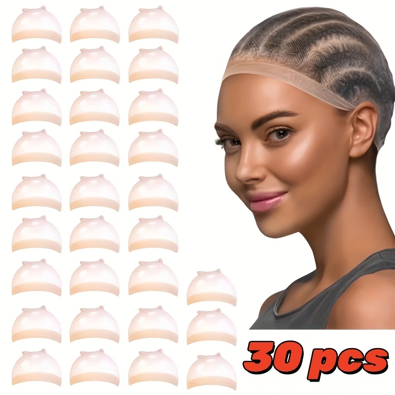 TEMU 30 Transparente High-Definition Perückenhauben - Dünne Nylon Haarhauben, Unisex, Natürlich Klar, Leicht und Atmungsaktiv, Geeignet für Partys,